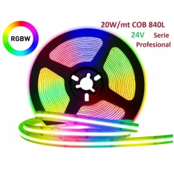 Tira LED 5 mts Flexible 24V 100W COB (840L/m) IP20 RGBW, Serie Profesional